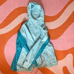 Columbia blue and teal rain jacket